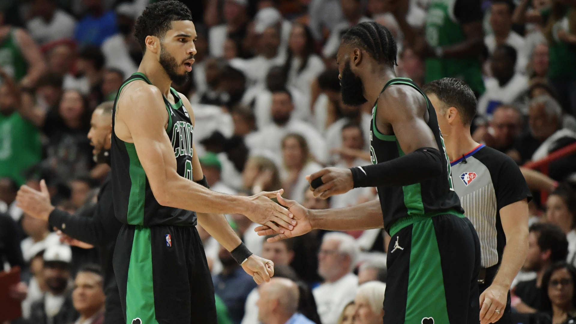 Boston Celtics forward Jayson Tatum, guard Jaylen Brown
