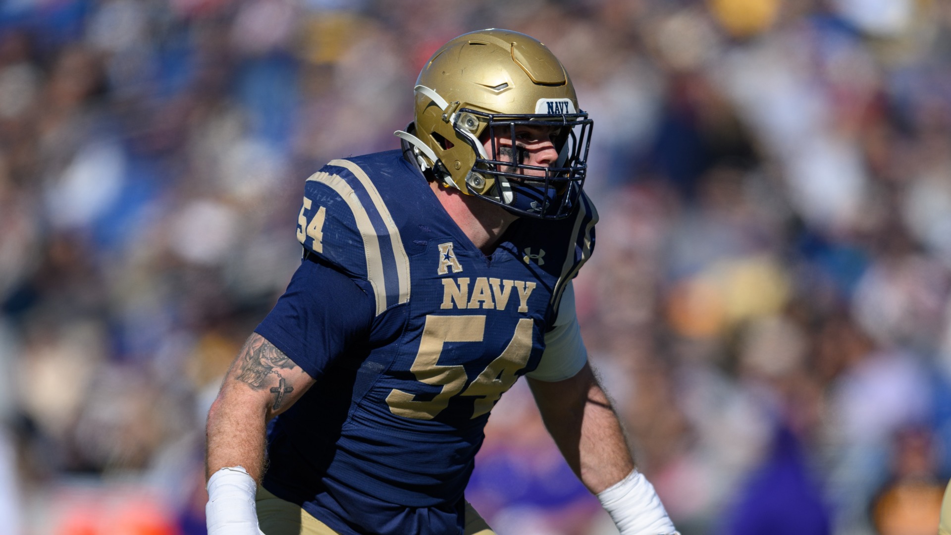 Navy Midshipmen linebacker Will Harbour