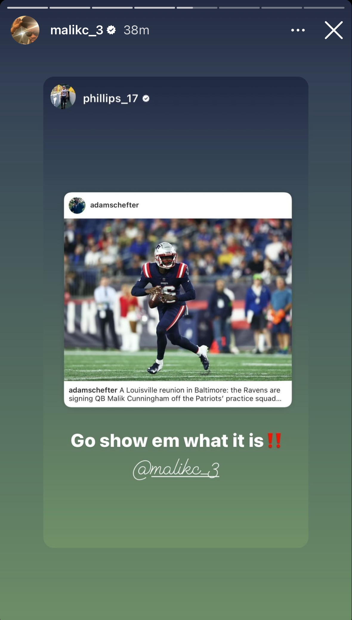 Former New England Patriots quarterback Malik Cunningham