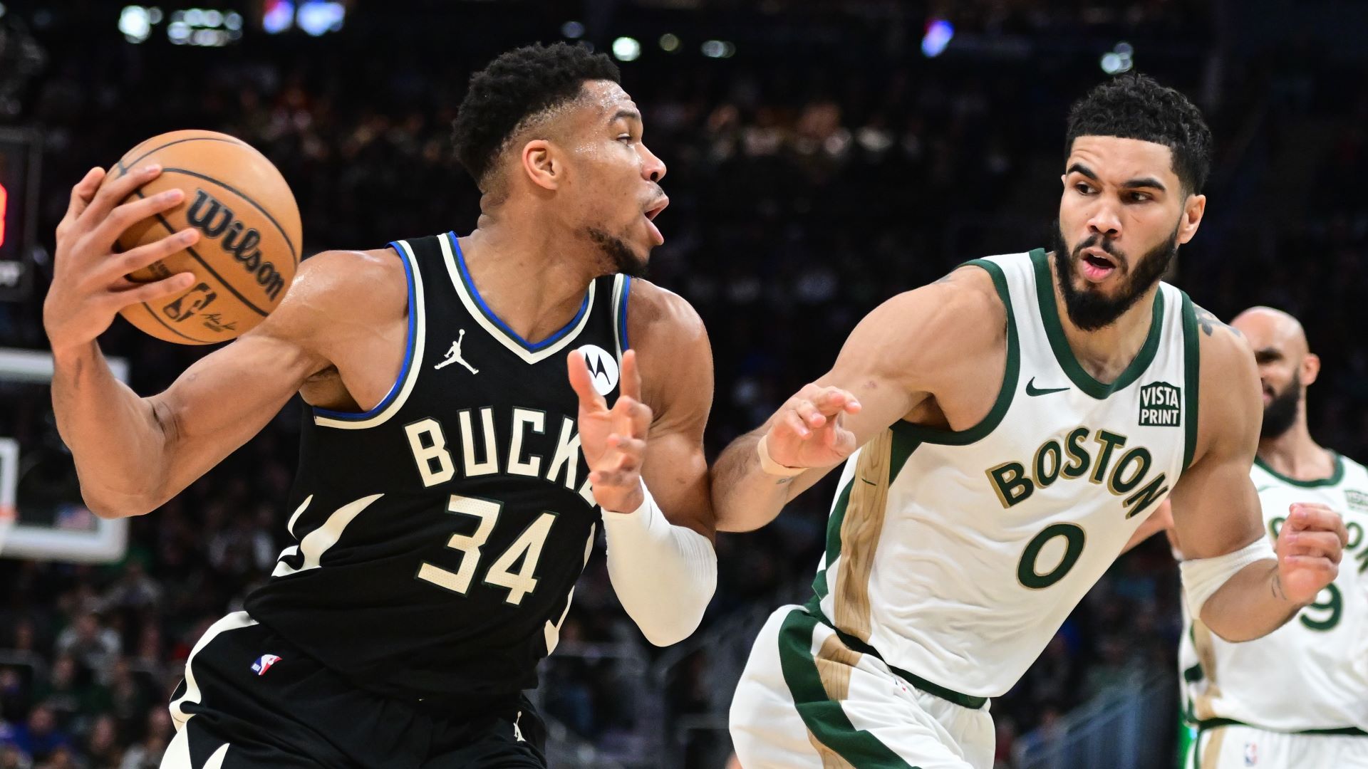 Milwaukee Bucks star Giannis Antetokounmpo and Boston Celtics star Jayson Tatum