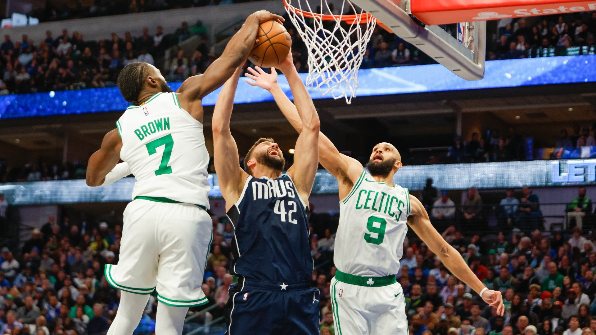 Boston Celtics guards Jaylen Brown and Derrick White