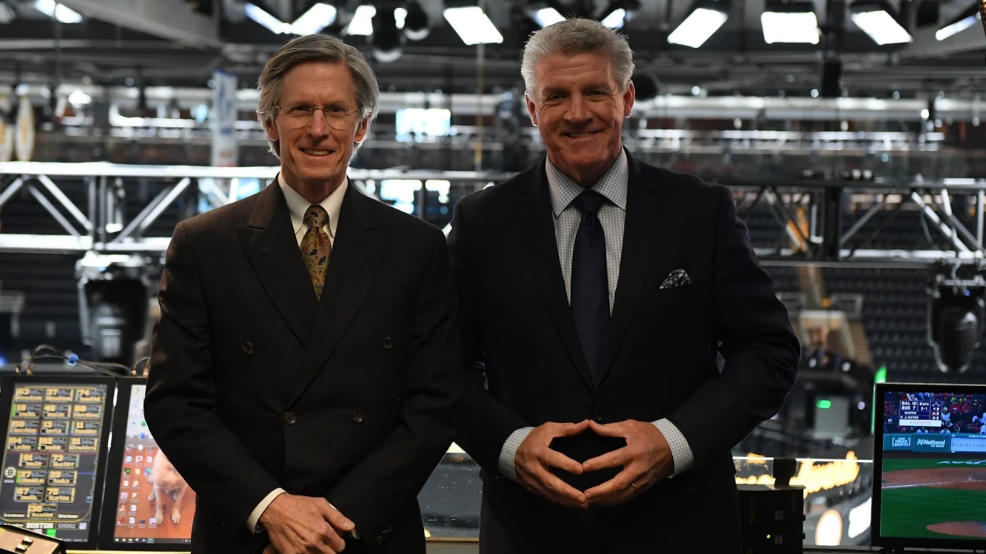 NESN Boston Bruins broadcast team Jack Edwards and Andy Brickley