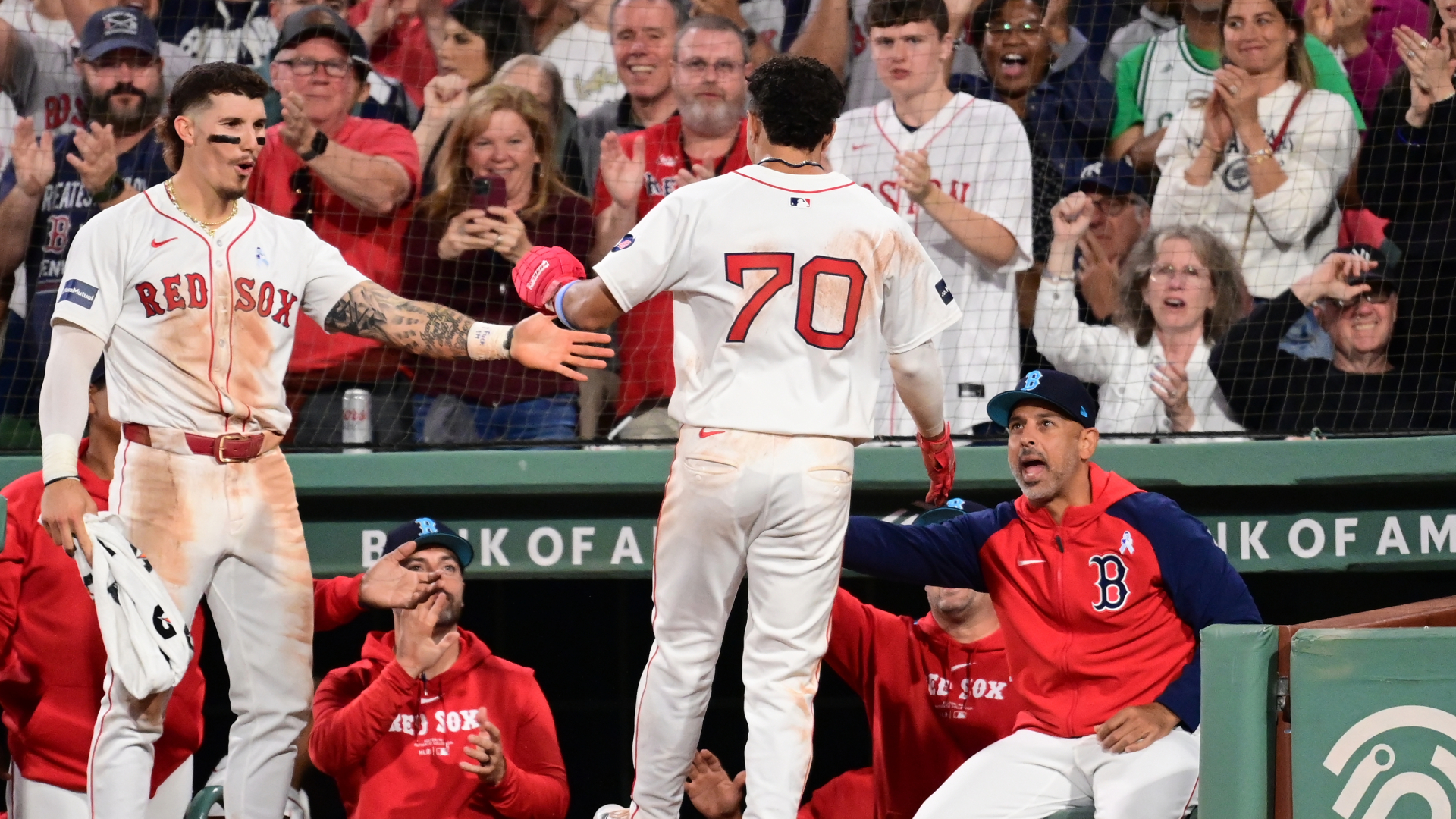 Boston Red Sox teammates Jarren Duran and David Hamilton