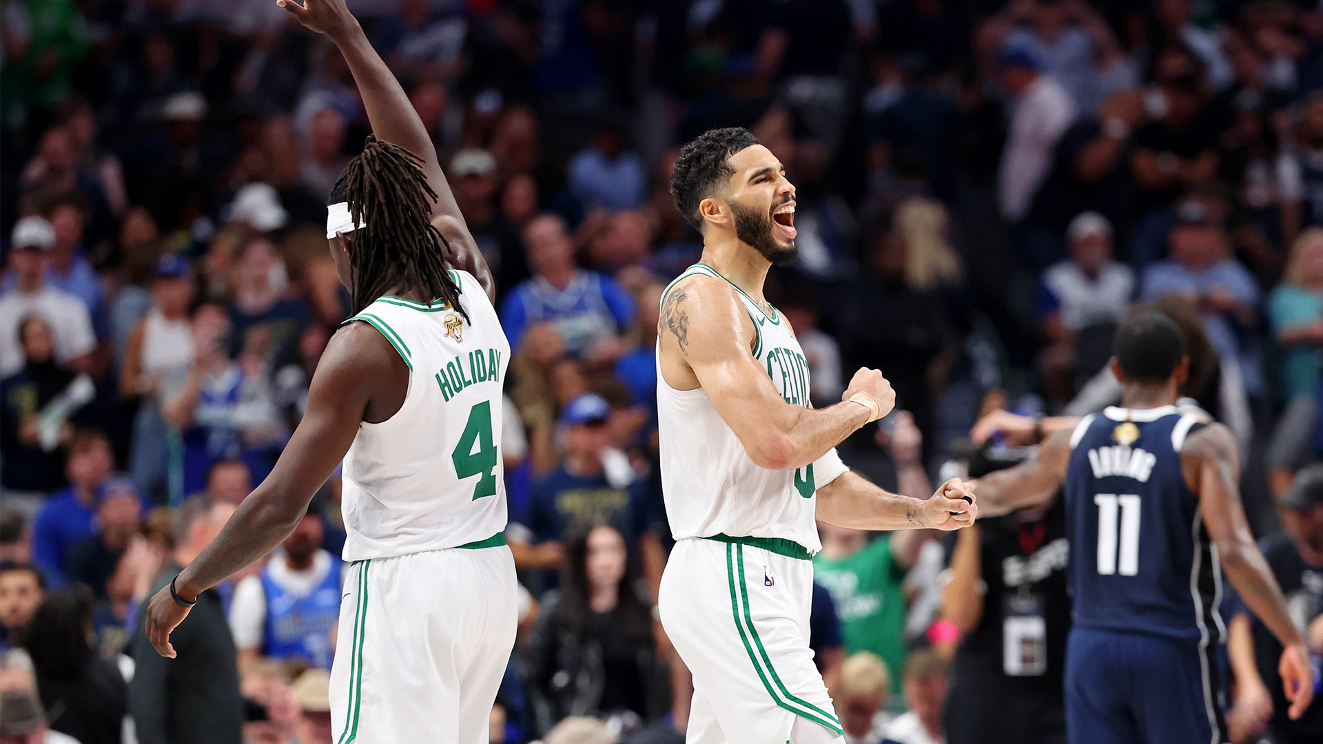 Celtics guard Jrue Holiday and froward Jayson Tatum