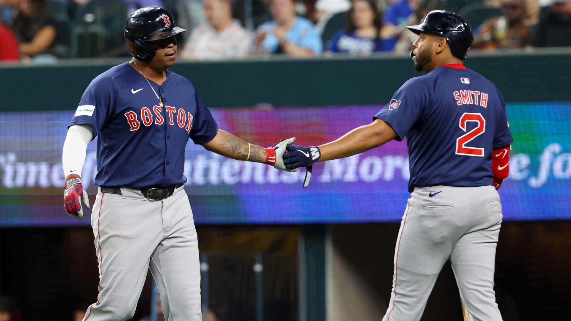 San Francisco Giants third baseman Rafael Devers and first baseman Dominic Smith