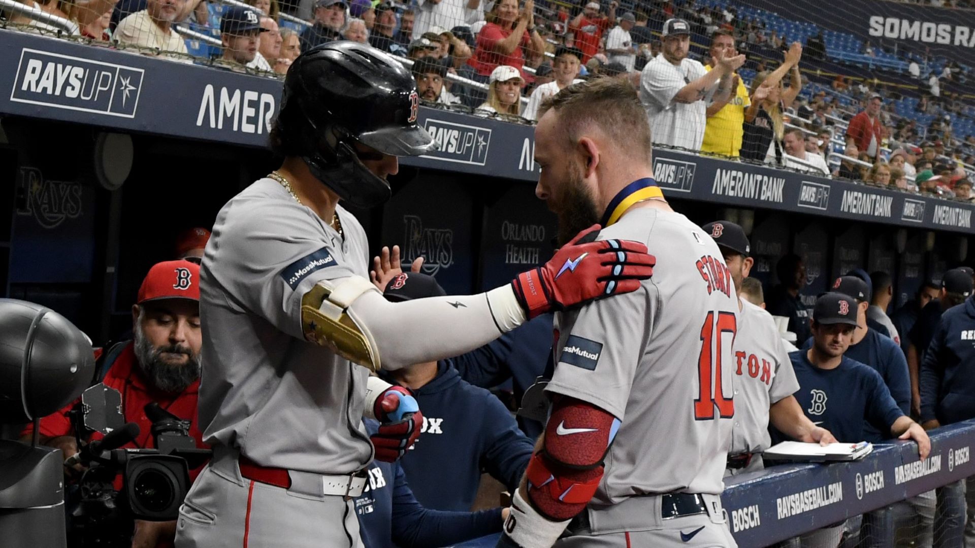 Boston Red Sox shortstop Trevor Story and outfielder Jarren Duran