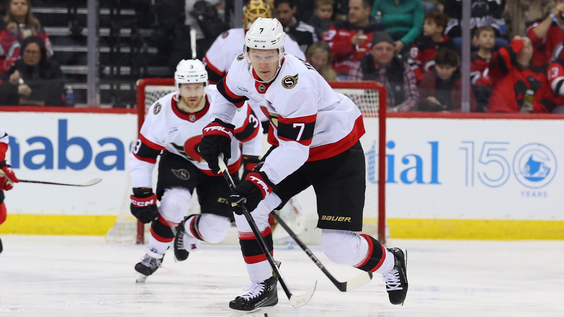 Ottawa Senators defenseman Nick Jensen and forward Brady Tkachuk.