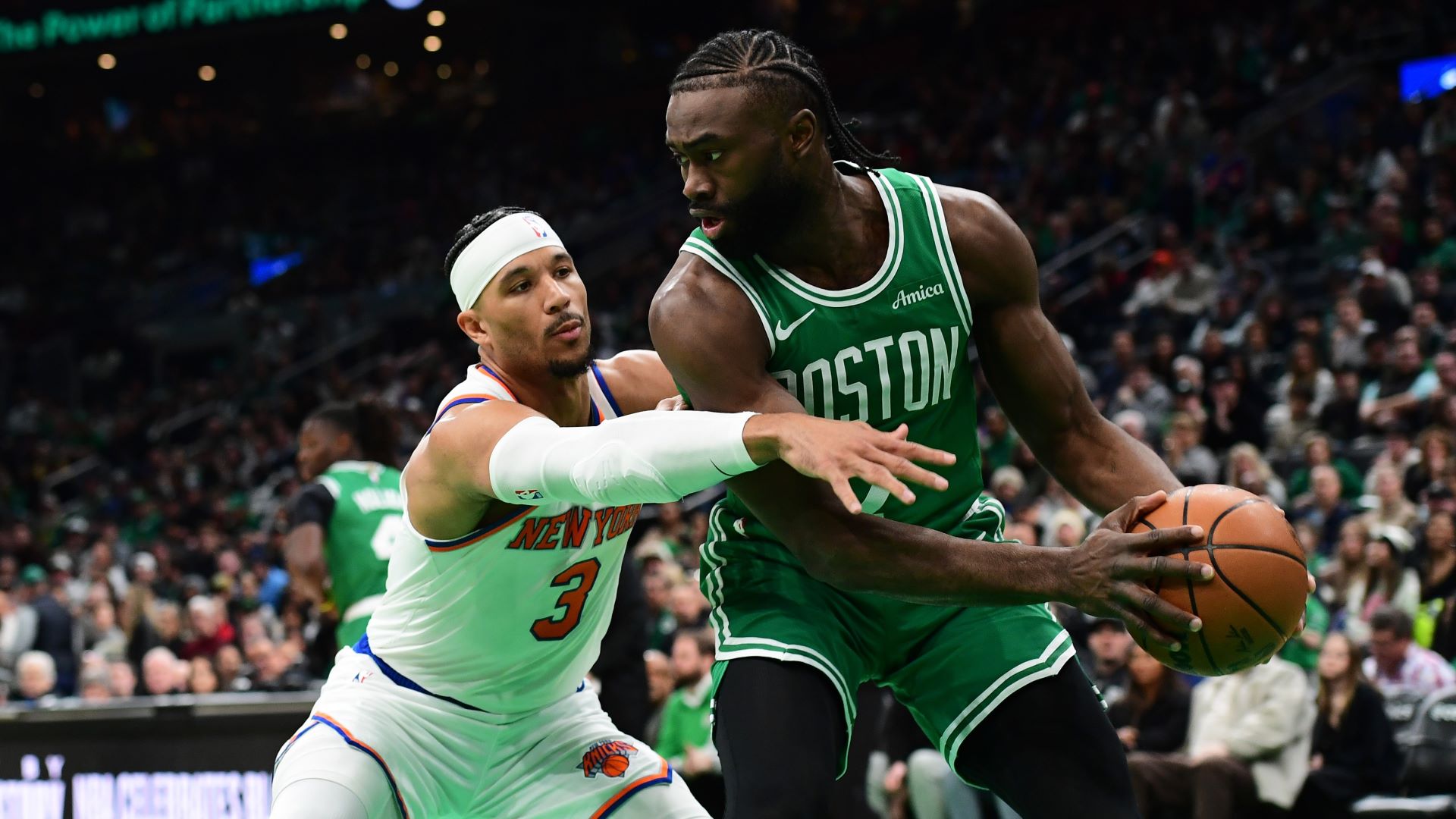 Boston Celtics guard Jaylen Brown and New York Knicks guard Josh Hart