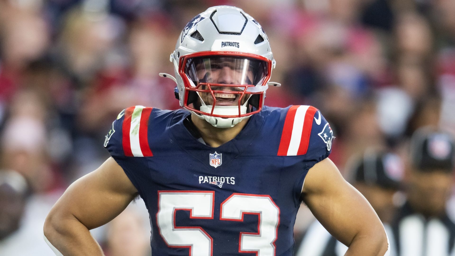 New England Patriots linebacker Christian Elliss