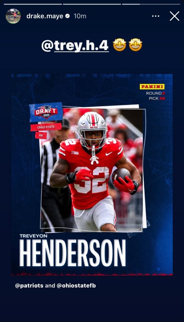 New England Patriots running back TreVeyon Henderson