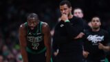 Boston Celtics head coach Joe Mazzulla and forward Jaylen Brown