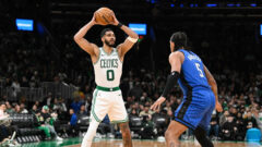 Boston Celtics forward Jayson Tatum and Orlando Magic forward Paolo Banchero