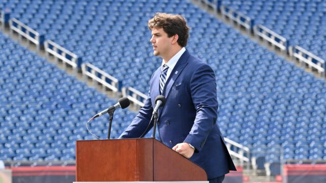 New England Patriots offensive lineman Will Campbell