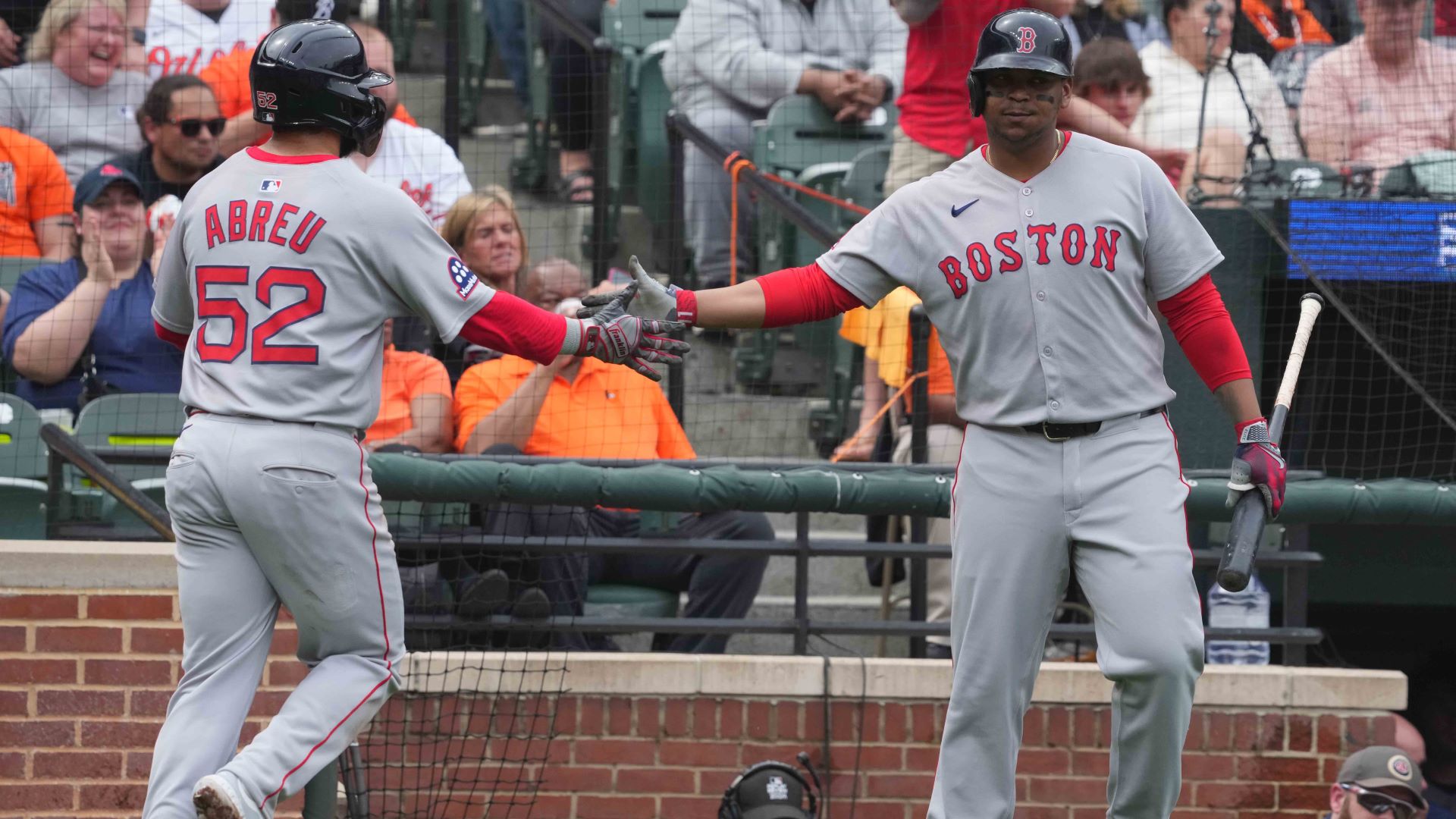 Boston Red Sox outfielder Wilyer Abreu and designated hitter Rafael Devers