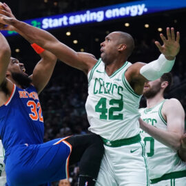 Boston Celtics center Al Horford and New York Knicks center Karl-Anthony Towns