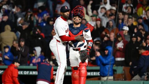 Boston Red Sox closer Aroldis Chapman and catcher Carlos Narvaez