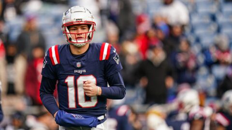 New England Patriots quarterback Drake Maye
