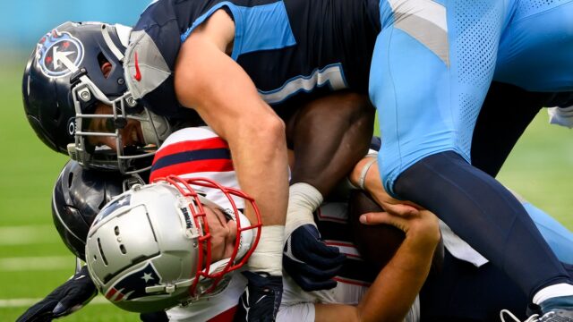 New England Patriots quarterback Drake Maye and linebacker Jack Gibbens