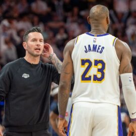 Los Angeles Lakers coach JJ Redick, forward LeBron James