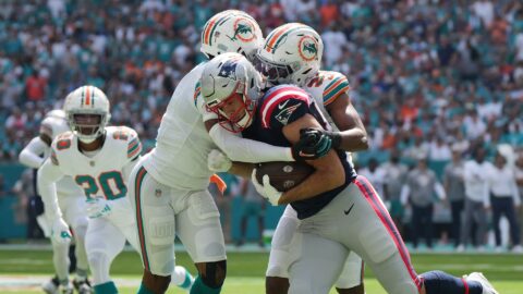 Miami Dolphins cornerbacks Jalen Ramsey, Eli Apple and New England Patriots tight end Hunter Henry