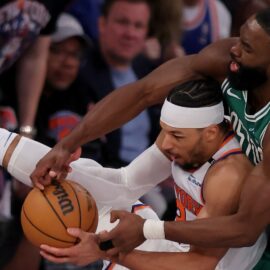 Boston Celtics forward Jaylen Brown and New York Knicks guard Josh Hart