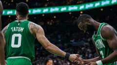 Boston Celtics teammates Jayson Tatum and Jaylen Brown