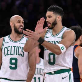 Boston Celtics forward Jayson Tatum and guard Derrick White