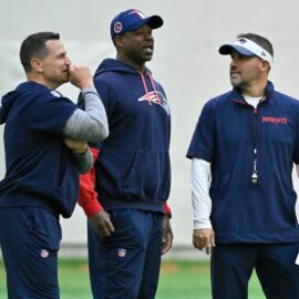 New England Patriots executive Ryan Cowden, offensive coordinator Josh McDaniels