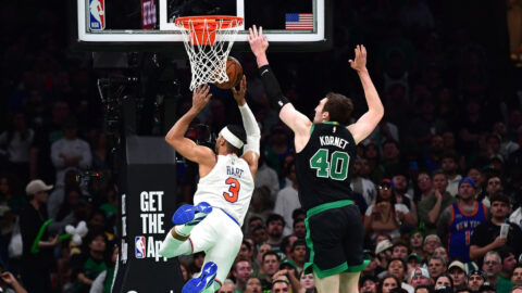 Boston Celtics center Luke Kornet and New York Knicks guard Josh Hart