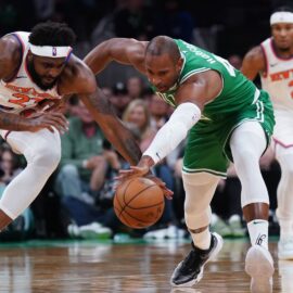 New York Knicks center Mitchell Robinson and Boston Celtics center Al Horford