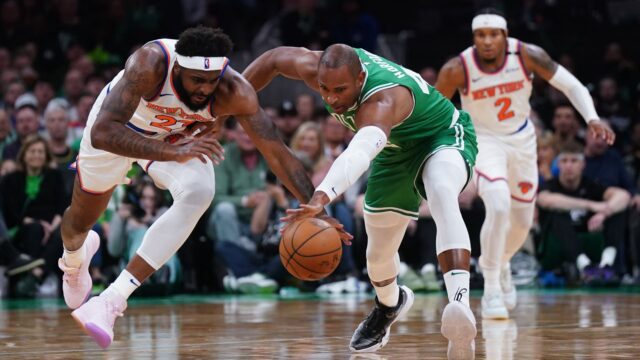 New York Knicks center Mitchell Robinson and Boston Celtics center Al Horford