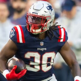 New England Patriots running back Rhamondre Stevenson