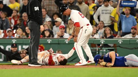 Boston Red Sox infielder Romy Gonzalez and Texas Rangers infielder Josh Smith