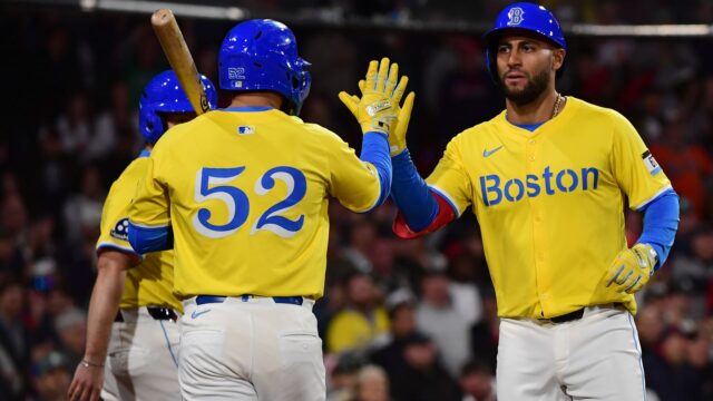 Boston Red Sox outfielder Wilyer Abreu and first baseman Abraham Toro