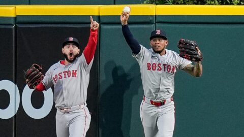 Boston Red Sox outfielders Wilyer Abreu and Ceddanne Rafaela