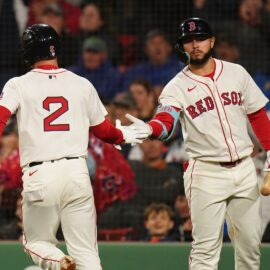 Boston Red Sox third base Alex Bregman, outfielder Wilyer Abreu