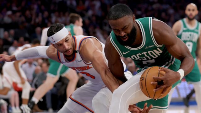 Boston Celtics guard Jaylen Brown, New York Knicks guard Josh Hart