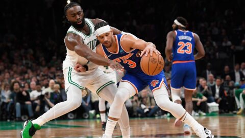 Boston Celtics guard Jaylen Brown, New York Knicks guard Josh Hart