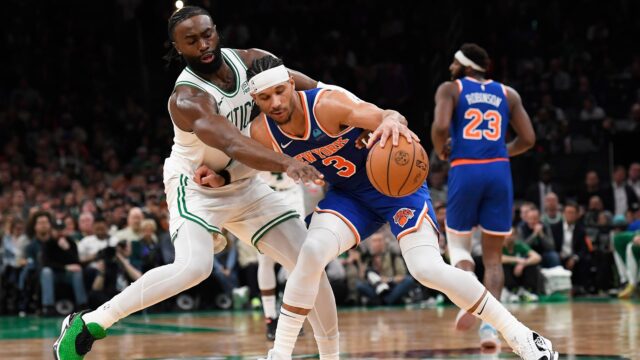 Boston Celtics guard Jaylen Brown, New York Knicks guard Josh Hart