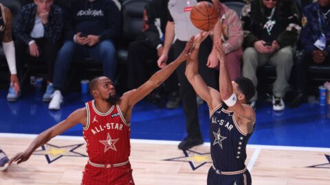 NBA forwards Kevin Durant and Jayson Tatum