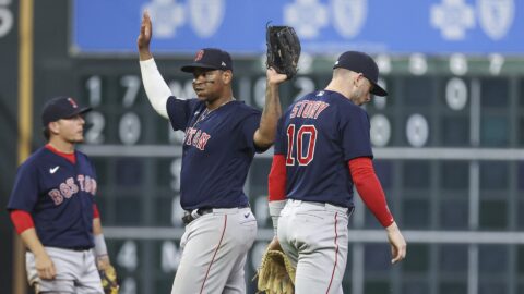 Boston Red Sox designated hitter Rafael Devers, shortstop Trevor Story