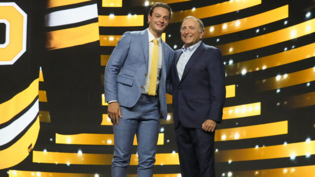 Boston Bruins center James Hagens