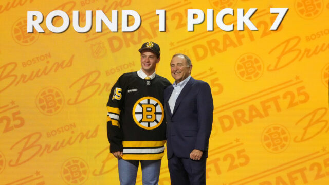 Boston Bruins center James Hagens