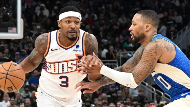 Los Angeles Clippers guard Bradley Beal, NBA star Damian Lillard