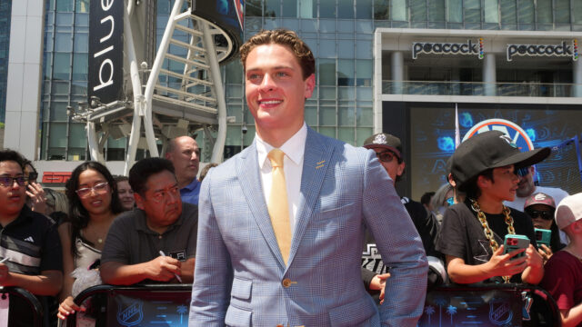 Boston Bruins center James Hagens