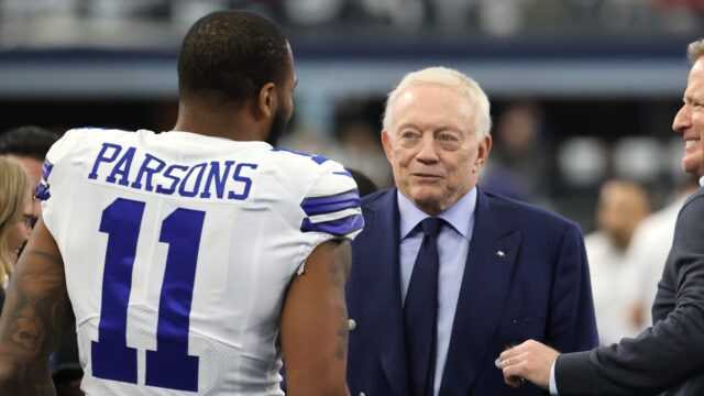 Dallas Cowboys outside linebacker Micah Parsons, owner Jerry Jones
