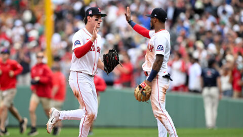 Red Sox outfielders Roman Anthony and Ceddanne Rafaela