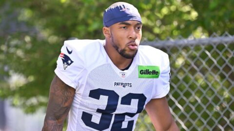 New England Patriots running back TreVeyon Henderson