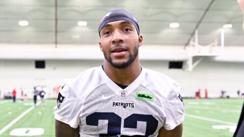 New England Patriots running back TreVeyon Henderson