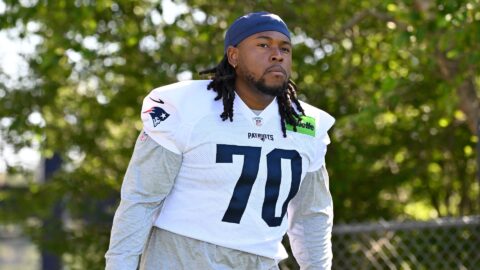 New England Patriots offensive lineman Caedan Wallace